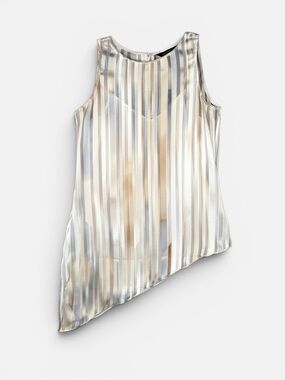 White House Black Market‎ Asymmetric Tank Tunic & Cami XS Watercolor Sheer